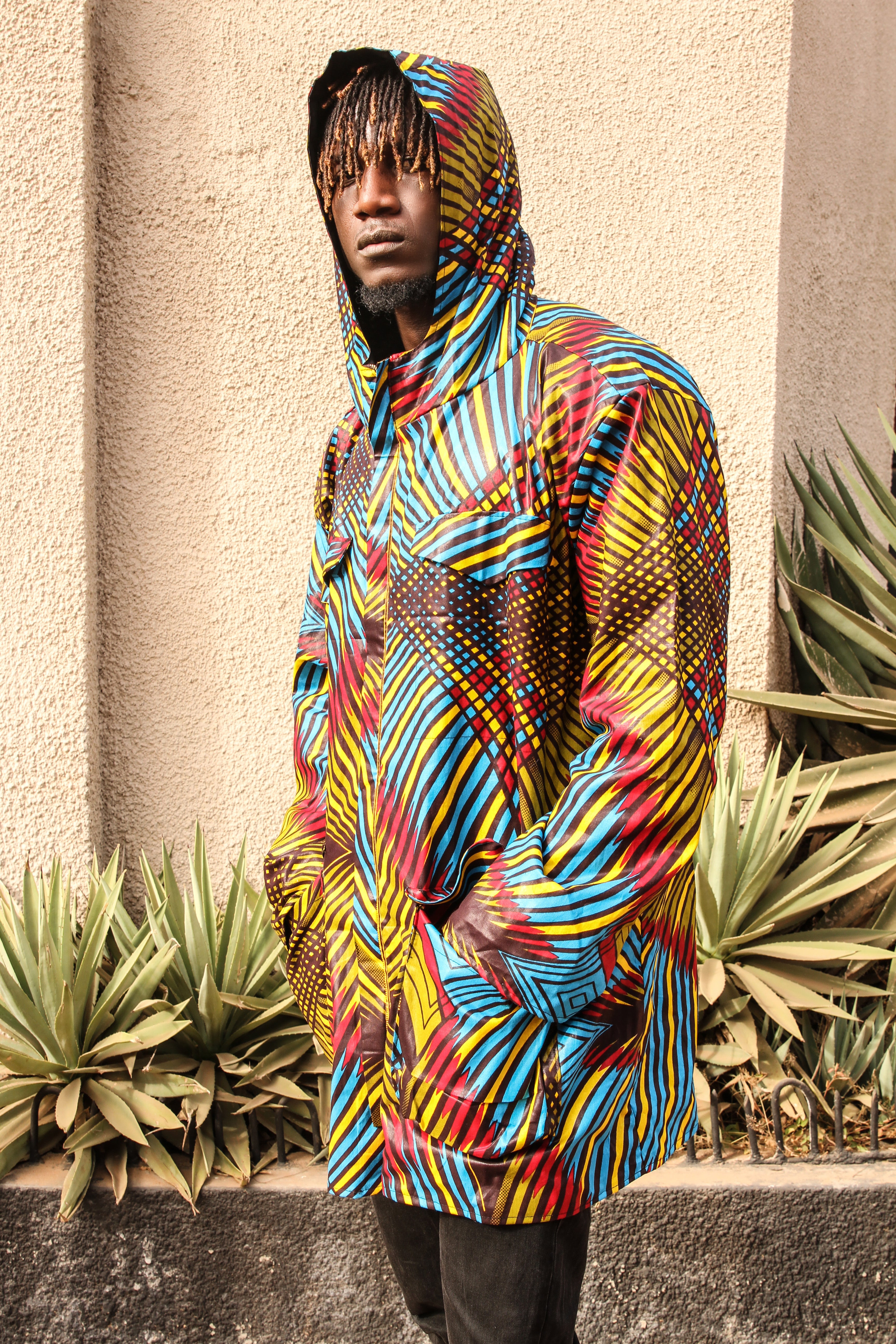 African Hooded Jacket In Wow Print - Continent Clothing
