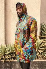 African Hooded Jacket In Wow Print - Continent Clothing
