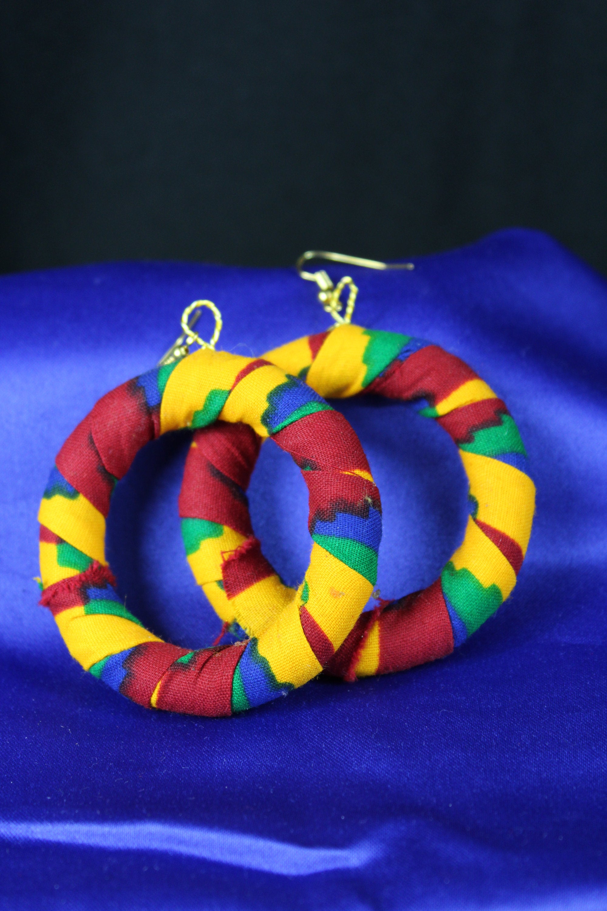 African Earrings In Orange Kente - Continent Clothing 