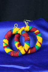 African Earrings In Orange Kente - Continent Clothing