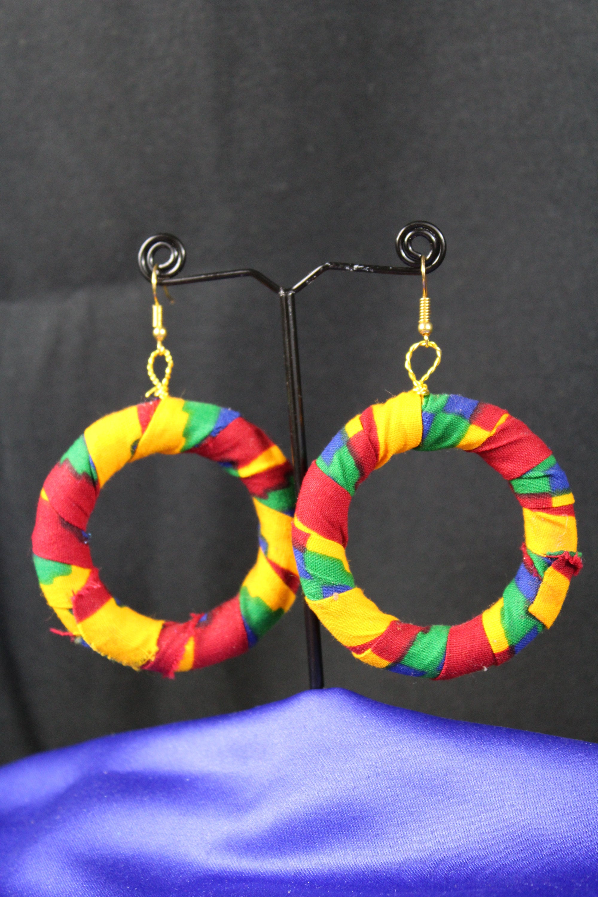 African Earrings In Orange Kente - Continent Clothing