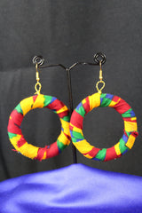 African Earrings In Orange Kente - Continent Clothing
