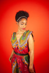 African Maxi Dress In Red Dashiki - Continent Clothing