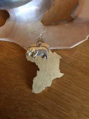 Africa Earrings with Hippo Charm made with Recycled Wood - Continent Clothing