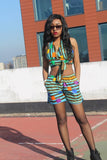 African Bikini in Blue Ankara Print - Festival Clothing - Continent Clothing