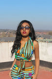 African Bikini in Blue Ankara Print - Festival Clothing - Continent Clothing