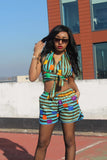African Bikini in Blue Ankara Print - Festival Clothing - Continent Clothing