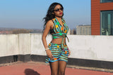 African Bikini in Blue Ankara Print - Festival Clothing - Continent Clothing