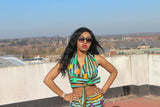 African Bikini in Blue Ankara Print - Festival Clothing - Continent Clothing