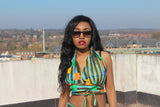 African Bikini in Blue Ankara Print - Festival Clothing - Continent Clothing