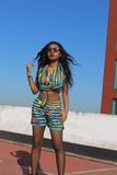 African Bikini in Blue Ankara Print - Festival Clothing - Continent Clothing