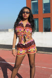 African Bikini in Purple Ankara Print - Festival Clothing - Continent Clothing
