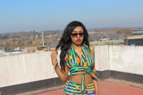 African Bikini Set in Blue Ankara - Festival Clothing - Continent Clothing