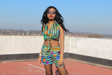 African Bikini Set in Blue Ankara - Festival Clothing - Continent Clothing