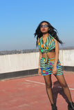 African Bikini Set in Blue Ankara - Festival Clothing - Continent Clothing