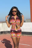 African Bikini Set in Purple Ankara - Festival Clothing - Continent Clothing
