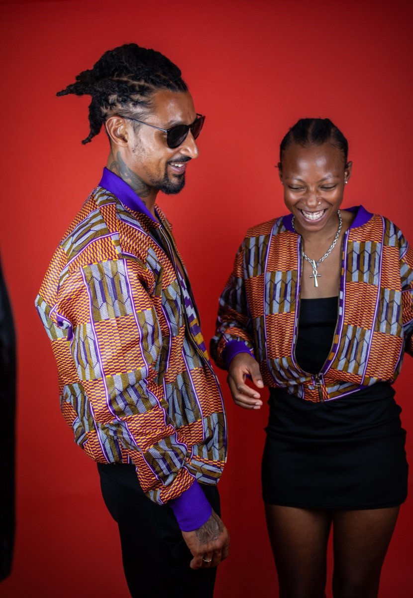 African Bomber Jacket In Beautiful Brown Kente Print - Continent Clothing