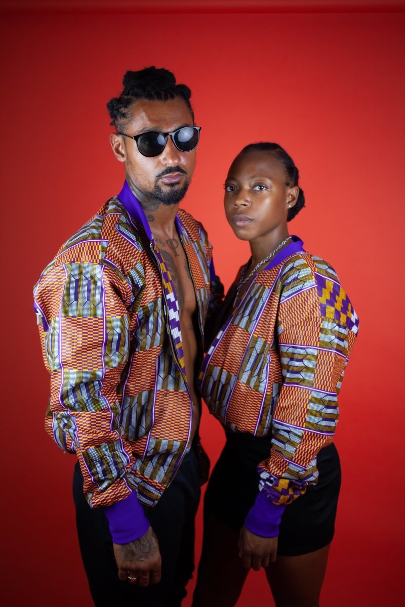 African Bomber Jacket In Beautiful Brown Kente Print - Continent Clothing