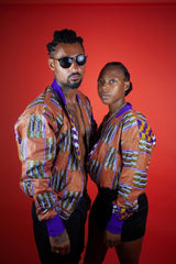 African Bomber Jacket In Beautiful Brown Kente Print - Continent Clothing