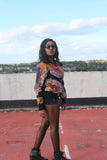 African Bomber Jacket in Black Dashiki Print - Festival Jacket - Continent Clothing 