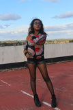 African Bomber Jacket in Black Dashiki Print - Festival Jacket - Continent Clothing