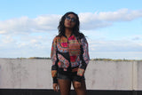 African Bomber Jacket in Black Dashiki Print - Festival Jacket - Continent Clothing