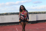 African Bomber Jacket in Black Dashiki Print - Festival Jacket - Continent Clothing