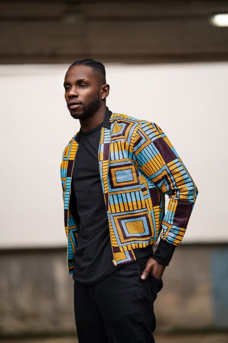 African Jacket In Electric Blue Kente / Continent Clothing– The