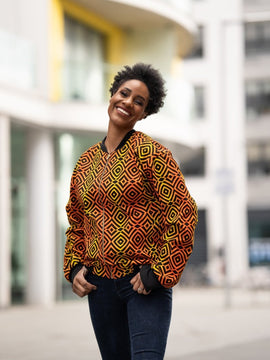 African Bomber Jacket In Blue Blue Kente Print