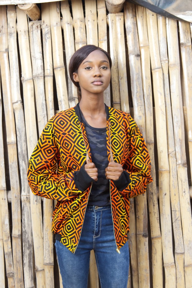 African Bomber Jacket In Electric Orange - The Continent Clothing