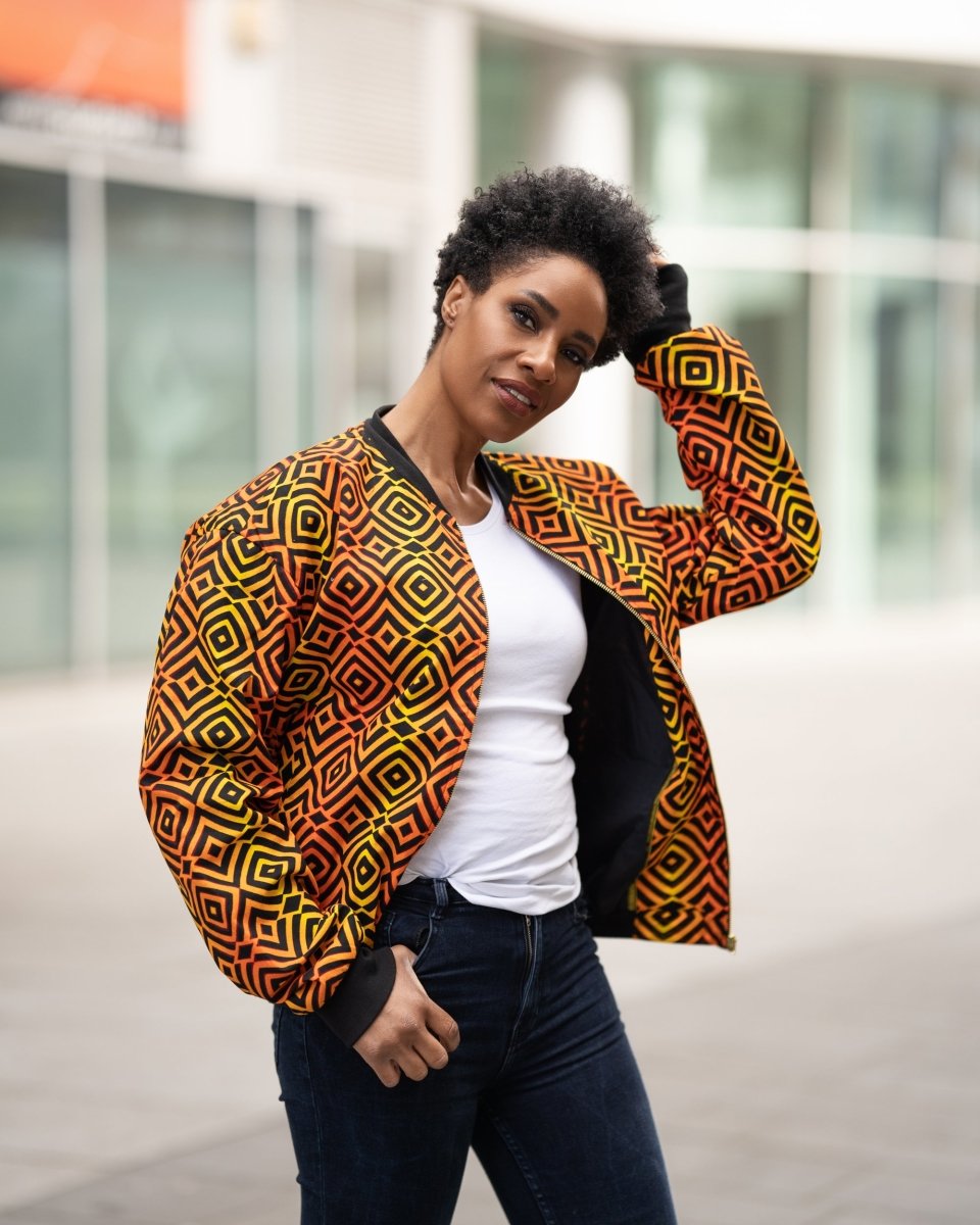 African Bomber Jacket In Electric Orange - The Continent Clothing