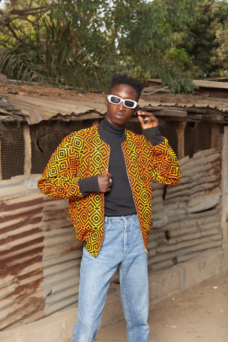 African Bomber Jacket In Electric Orange - The Continent Clothing