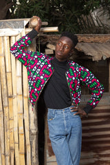 African Bomber Jacket In Electric Pink - The Continent Clothing