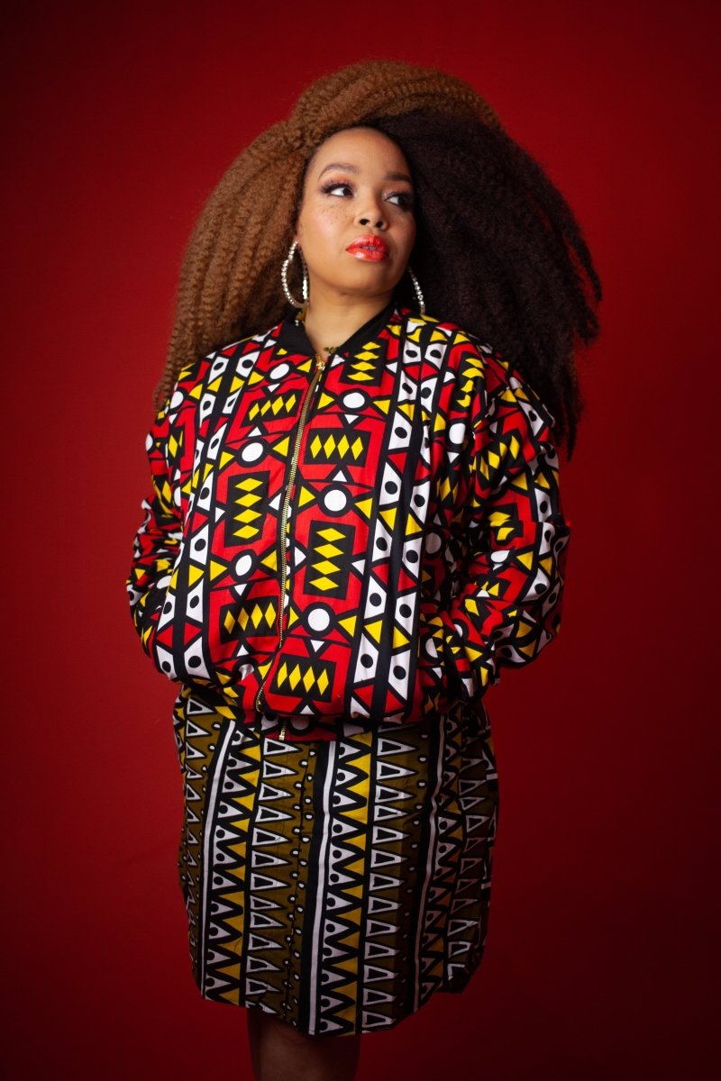 African Bomber Jacket In Electric Red - Continent Clothing