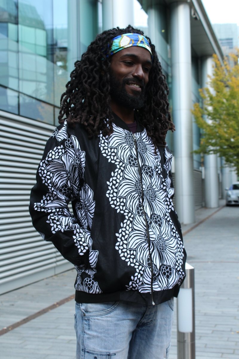 African Bomber Jacket In Jet Black - Continent Clothing
