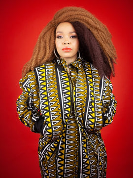 African Bomber Jacket In Blue Blue Kente Print
