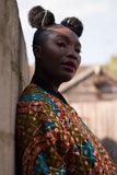 African Bomber Jacket in Orange Gold Ankara- Festival Clothing - Continent Clothing