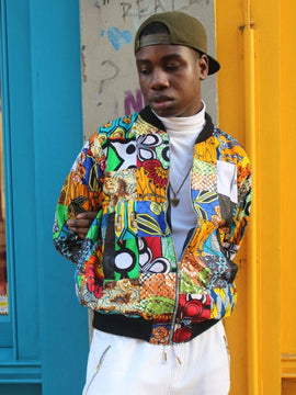 African Bomber Jacket in Patchwork