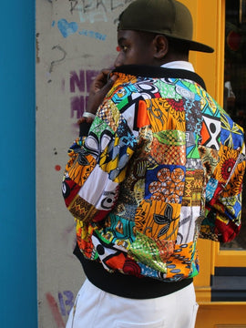 Chaqueta de bombardero africana en patchwork - Ropa de fiesta