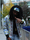 African Bomber Jacket In Scribble Print - Continent Clothing