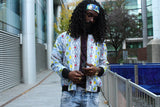 African Bomber Jacket In Scribble Print - Continent Clothing