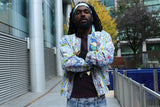 African Bomber Jacket In Scribble Print - Continent Clothing