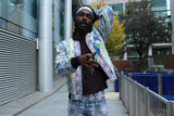 African Bomber Jacket In Scribble Print - Continent Clothing