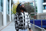 African Bomber Jacket In White & Black - Continent Clothing