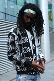 African Bomber Jacket In White & Black - Continent Clothing