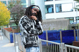 African Bomber Jacket In White & Black - Continent Clothing