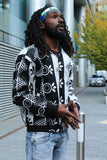 African Bomber Jacket In White & Black - Continent Clothing