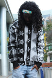 African Bomber Jacket In White & Black - Continent Clothing