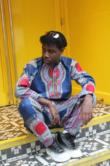 African Clothing - Blue Dashiki Trousers in African Wax Print - Continent Clothing