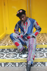 African Clothing - Blue Dashiki Trousers in African Wax Print - Continent Clothing